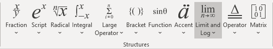 Limit and Log formulas in Word 365