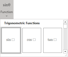 Sine Function in equations Word 365