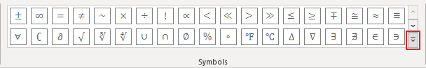 More symbols in Word 365