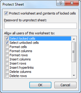 Protect Sheet in Excel 2010