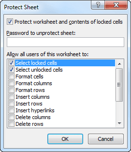 Protect Sheet Excel 2010