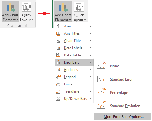 More Error Bars Options in Excel 2016