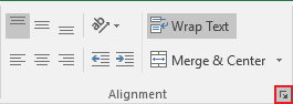 Alignment in Excel 2016