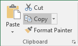 Copy button in Excel 2016