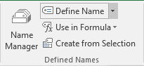 Define Name in Excel 2016