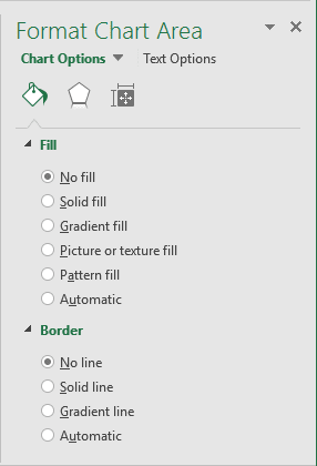 Format Chart Area in Excel 2016