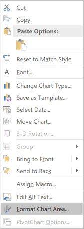 Format Chart Area in popup Excel 2016 Format Chart Area in popup Excel 2016