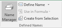 Defined Names group in Excel 2016
