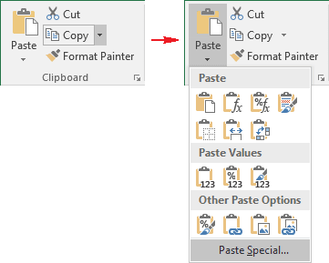 Clipboard group in Excel 2016