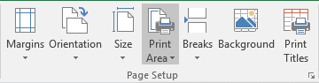 Print Area in the Page Setup group in Excel 2016