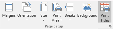 Print Titles button in Excel 2016 Print Titles button in Excel 2016