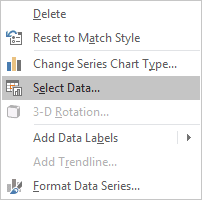 Select Data in popup menu Excel 2016