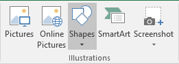Shapes in Excel 2016
