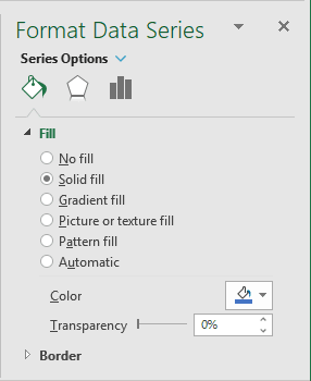 Format Data Series pane in Excel 2016