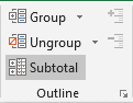 Outline group in Excel 2016