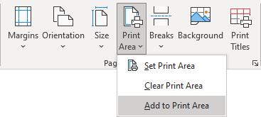 Add to Print Area in Excel 365