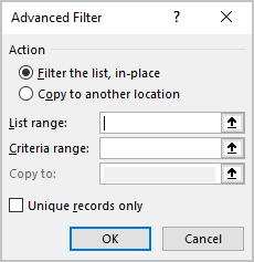 Advanced Filter in Excel 365