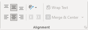 Alignment - Middle Centered in Excel 365