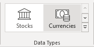 Currencies Data Type in Excel 365