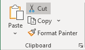 Cut button in Excel 365