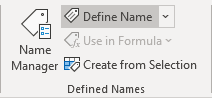 Define Name in Excel 365