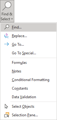 Find in Excel 365