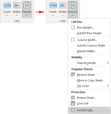 default excel shift cells right