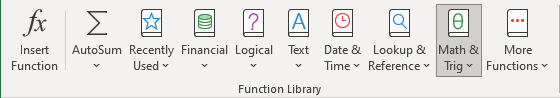 Math and Trig Formulas in Excel 365