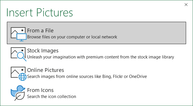 Insert pictures in Excel 365
