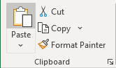Paste button in Excel 365