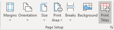 Print Titles button in Excel 365