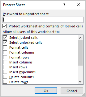 Protect Sheet in Excel 365