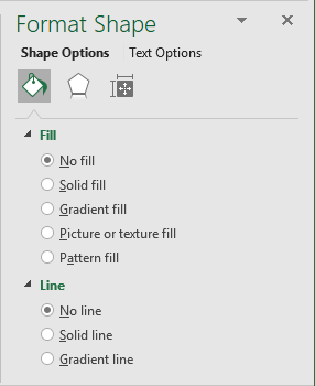 No fill and no ontline shape in Excel 365