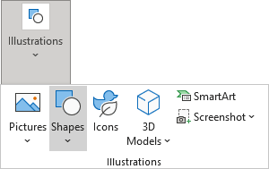 Shapes button in Excel for Microsoft 365 Shapes button in Excel 365