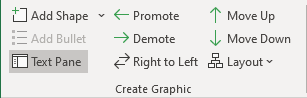 Text Pane button in Create Graphic group in Excel 365