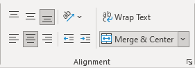 Merge and Center in Excel 365