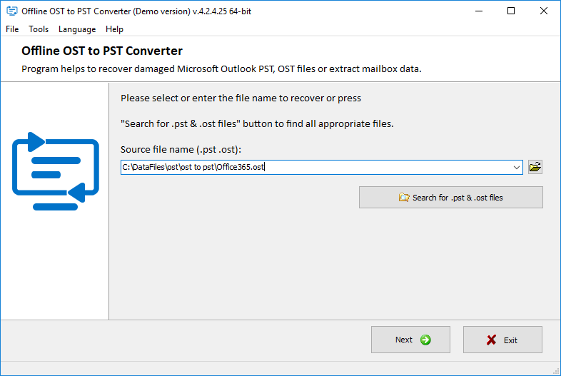 Offline OST to PST file converter