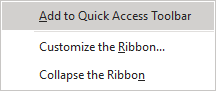 Popup for Quick Access toolbar in Excel 365