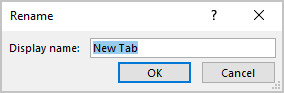 Rename the tab in Word 365