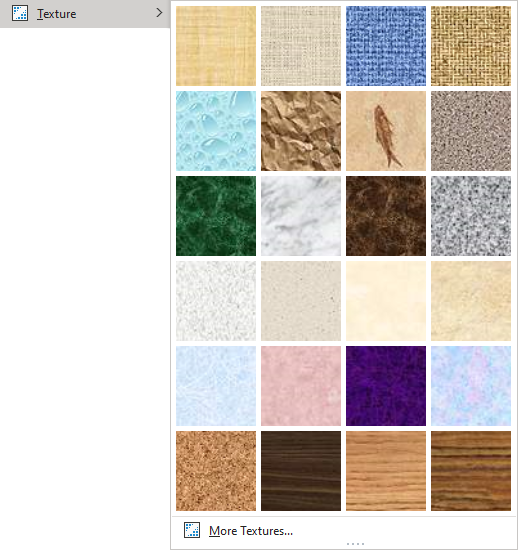 Texture in the Format tab Office 365