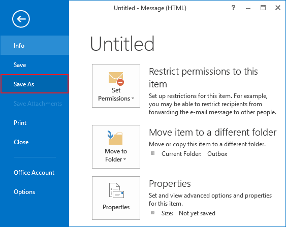 Save As in Outlook 2013