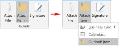 Attach Outlook Item in Outlook 2016