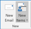 New Items drop-dowm list in Outlook 2016