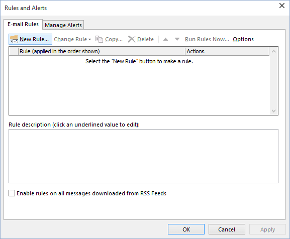 New Rule in Outlook 2016 New Rule in Outlook 2016