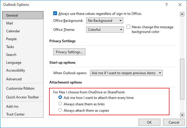 Attachment options in Outlook for Microsoft 365 Attachment options in Outlook 365