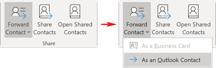 Forward Contact in Outlook 365