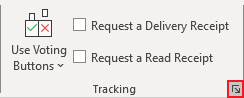 Tracking dialog box launch button in Classic ribbon Outlook 365