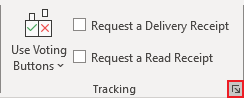 Tracking dialog box launcher in Classic ribbon Outlook 365