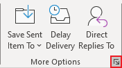 More Options dialog box launch button in Classic ribbon Outlook 365