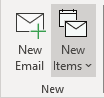 New Items drop-dowm list in Outlook 365